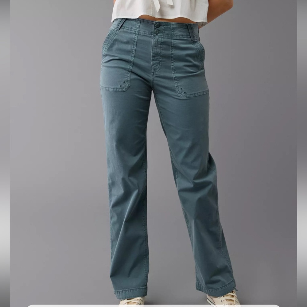 AE Stretch High-Waisted Stovepipe Pant SHORT in Turquoise Water